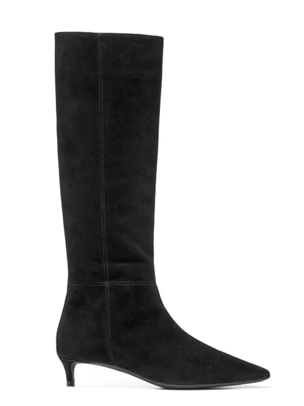 Cole Haan Black Knee-High Pointed-Toe Kitten Heel Boot